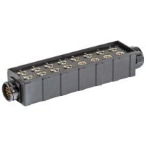 pStage box audio in materiale plastico antiurto con 12 prese pannello XLR 3P NEUTRIK - 4 spine pannello XLR3P NEUTRIK e connetto