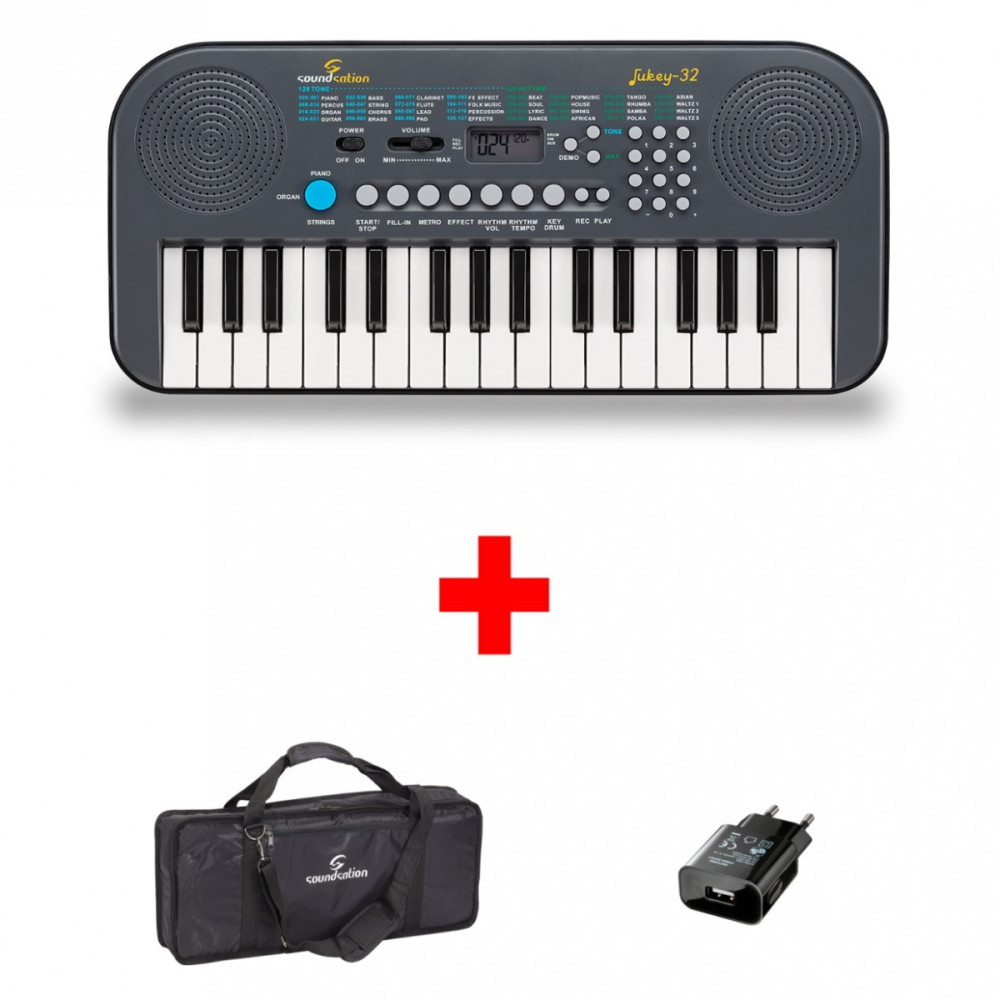 BUNDLE TASTIERA 32 TASTI MINI SOUNDSATION JUKEY 32 + BORSA E ALIMENTATORE
