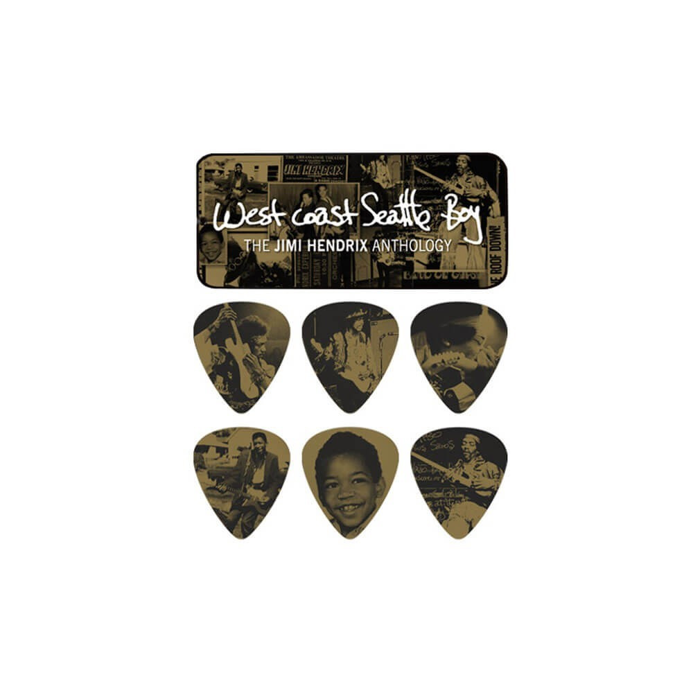 BOX IN METALLO 12 PLETTRI DUNLOP JIMI HENDRIX JHPT10H HEAVY