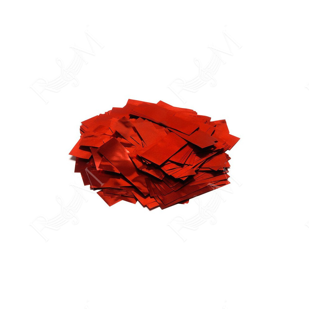 Slow-fall metallic confetti rectangles - Red