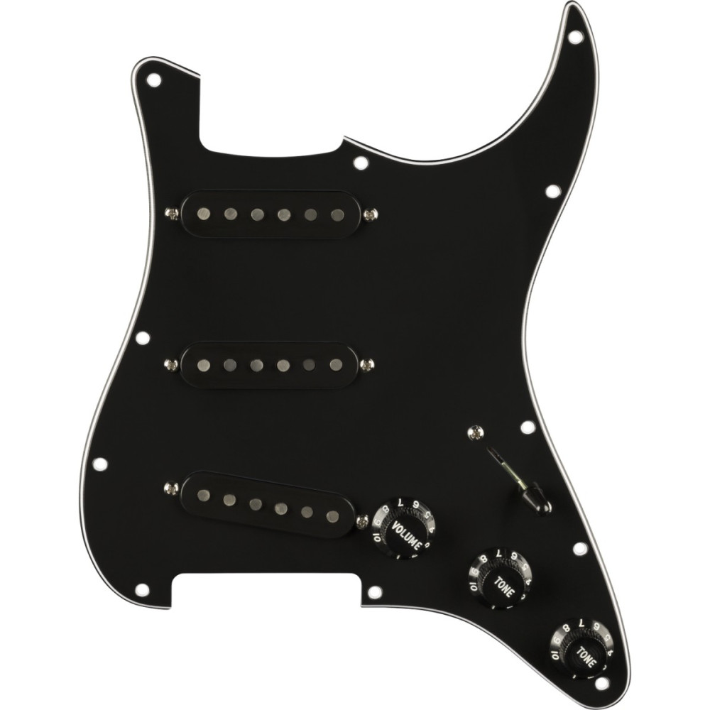 Fender Pre-Wired Strat Pickguard, Pure Vintage '59 w/RWRP Midde, Black 11 Hole PG 0992236506