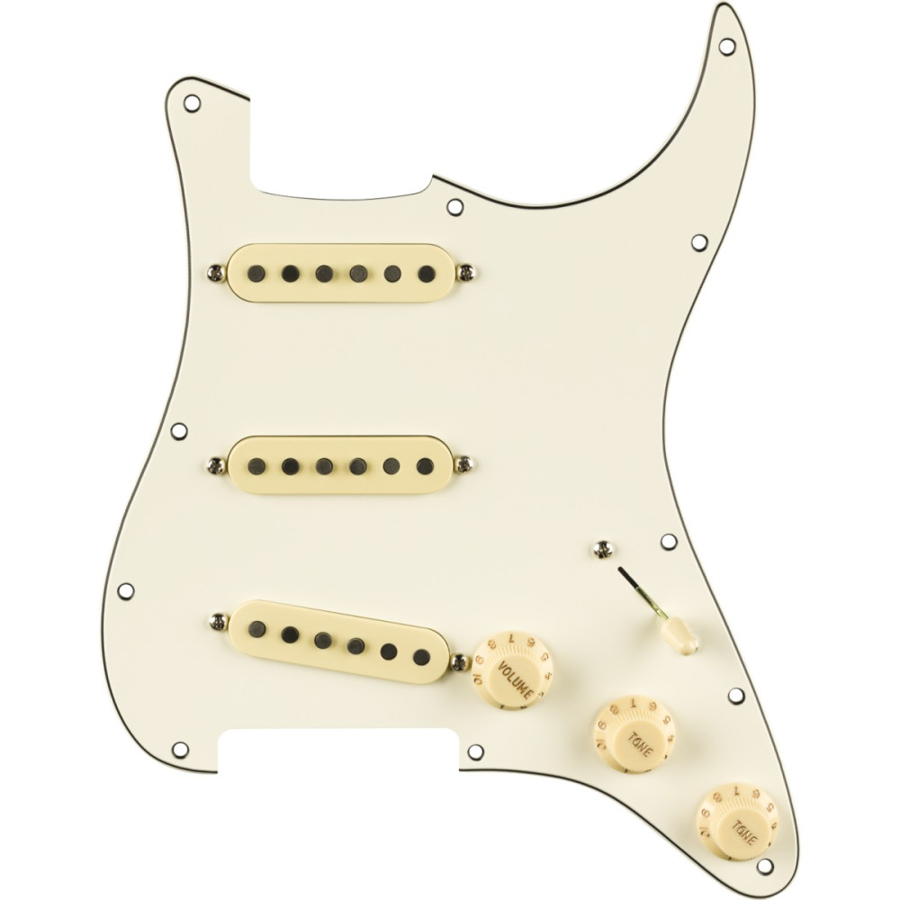Fender Pre-Wired Strat Pickguard, Pure Vintage '65 w/RWRP Midde, Parchment 11 Hole PG 0992237509