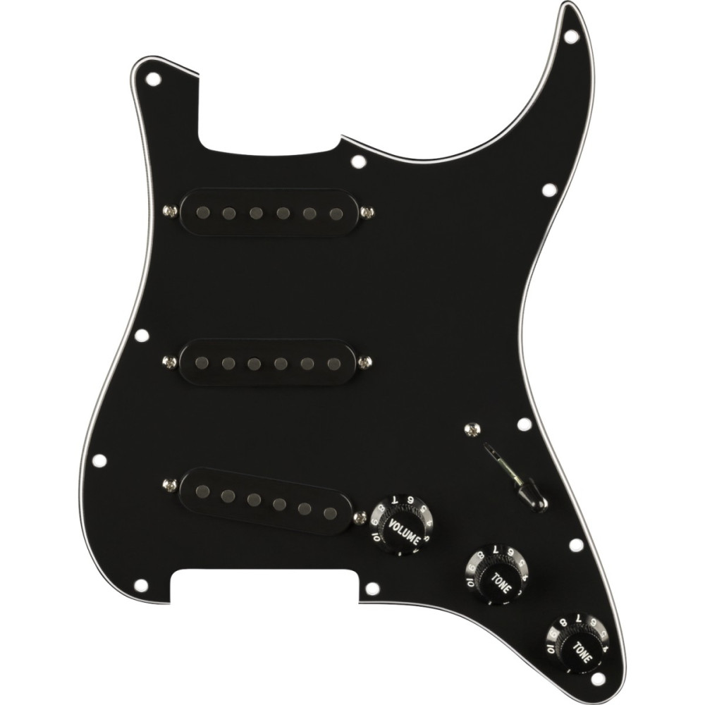 Fender Pre-Wired Strat Pickguard, Pure Vintage '65 w/RWRP Midde, Black 11 Hole PG 0992237506