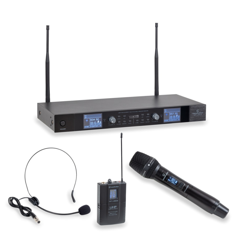 SIST. TRUE DIVERSITY UHF DUAL SOUNDSATION WF-U2602HP 1 TX MANO, 1 TASC+HEADSET 630-660MHz