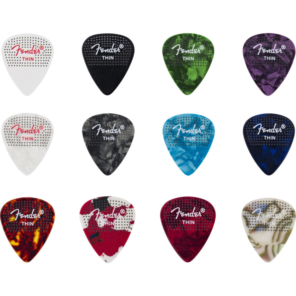 Plettri Fender 351 Dotted Celluloid Picks, 12-Pack, Thin 1980200100